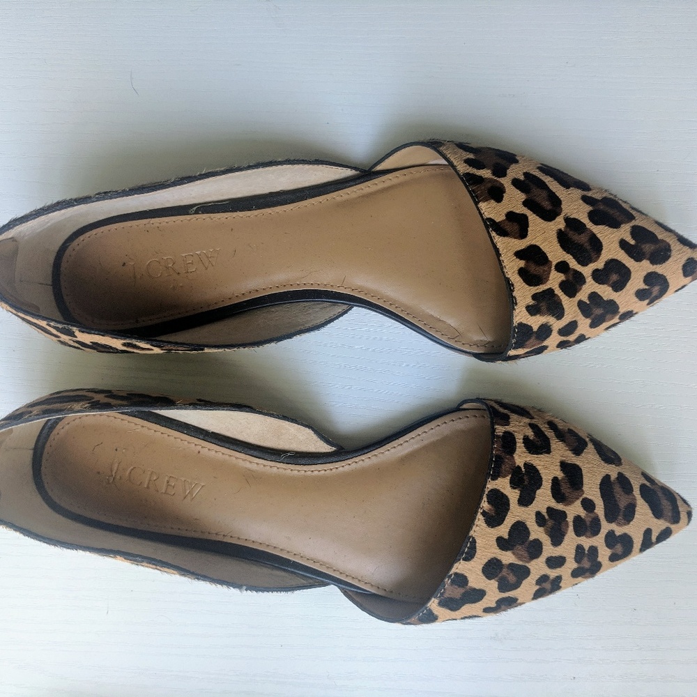 Zoe leopard print calf hair d'Orsay flats